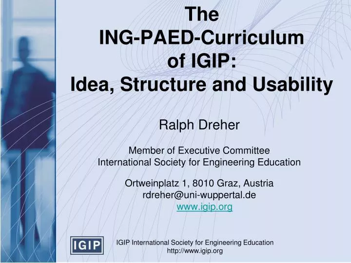 the ing paed curriculum of igip idea structure and usability
