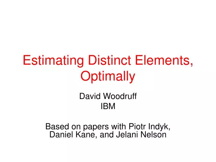 estimating distinct elements optimally