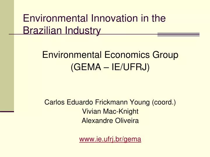 environmental innovation in the brazilian industry