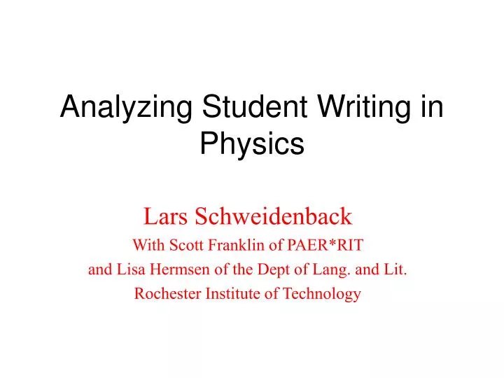 analyzing student writing in physics