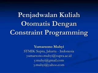 penjadwalan kuliah otomatis dengan constraint programming