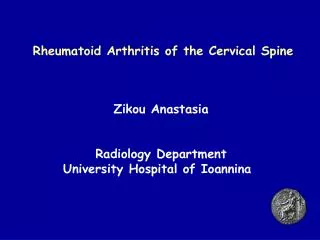 Rheumatoid Arthritis of the Cervical Spine