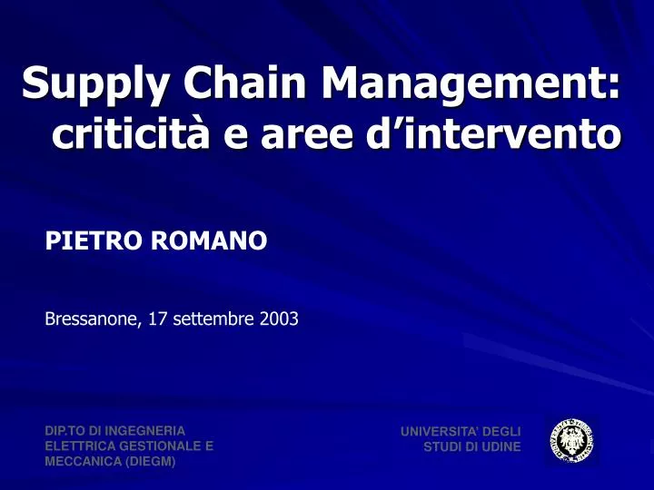 supply chain management criticit e aree d intervento