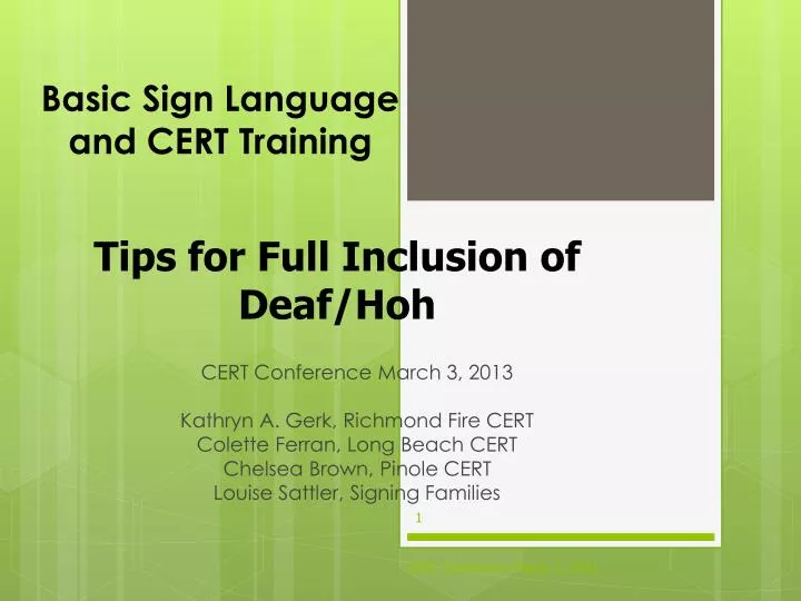 basic sign language and cert training