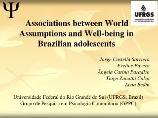 Associations between World Assumptions and Well-being in Brazilian adolescents