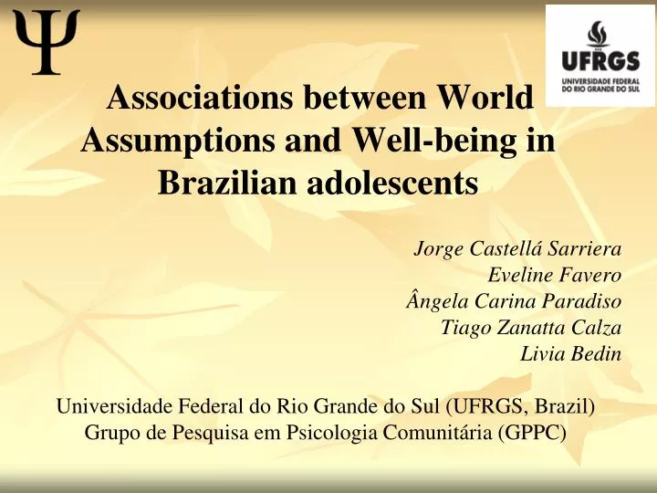 associations between world assumptions and well being in brazilian adolescents