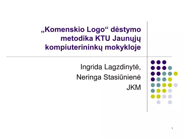 komenskio logo d stymo metodika ktu jaun j kompiuterinink mokykloje