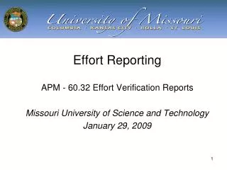 Effort Reporting APM - 60.32 Effort Verification Reports