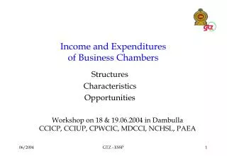 Income and Expenditures of Business Chambers