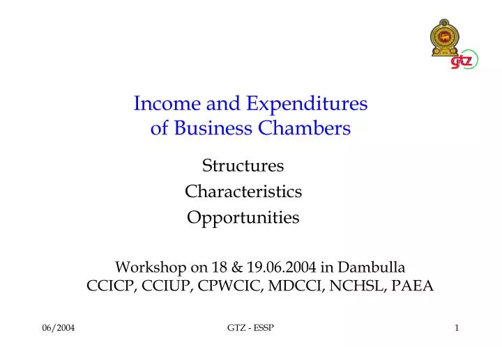 income and expenditures of business chambers