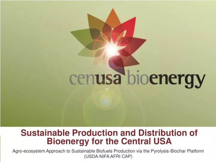 sustainable production and distribution of bioenergy for the central usa