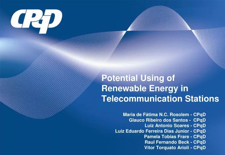 potential using of renewable energy in telecommunication stations