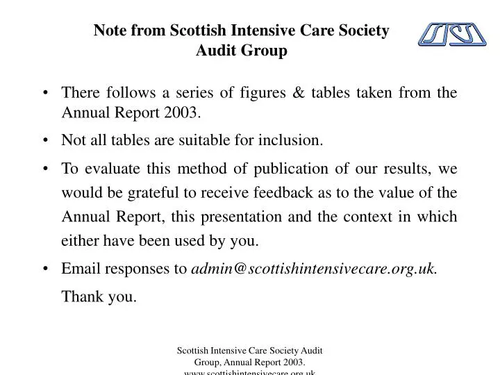 note from scottish intensive care society audit group