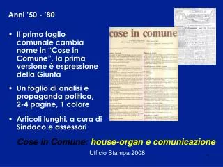 cose in comune house organ e comunicazione ufficio stampa 2008
