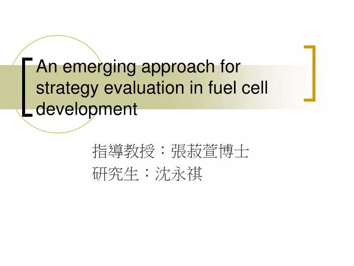 an emerging approach for strategy evaluation in fuel cell development