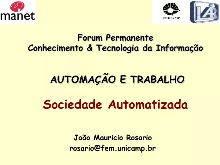 forum permanente conhecimento tecnologia da informa o automa o e trabalho sociedade automatizada
