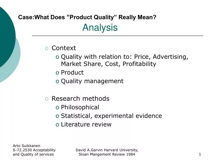 case what does product quality really mean analysis