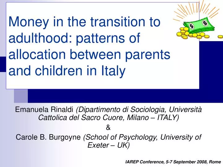 money in the transition to adulthood patterns of allocation between parents and children in italy