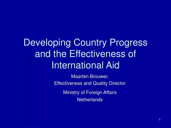 developing country progress and the effectiveness of international aid