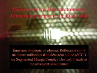 mise en oeuvre d un spectrom tre d mission plasma en simultan vrai