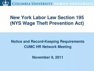 New York Labor Law Section 195 (NYS Wage Theft Prevention Act)