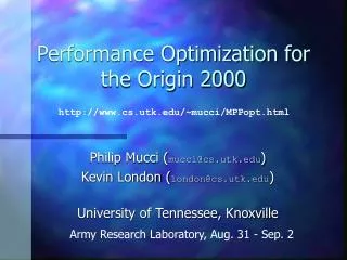 Performance Optimization for the Origin 2000