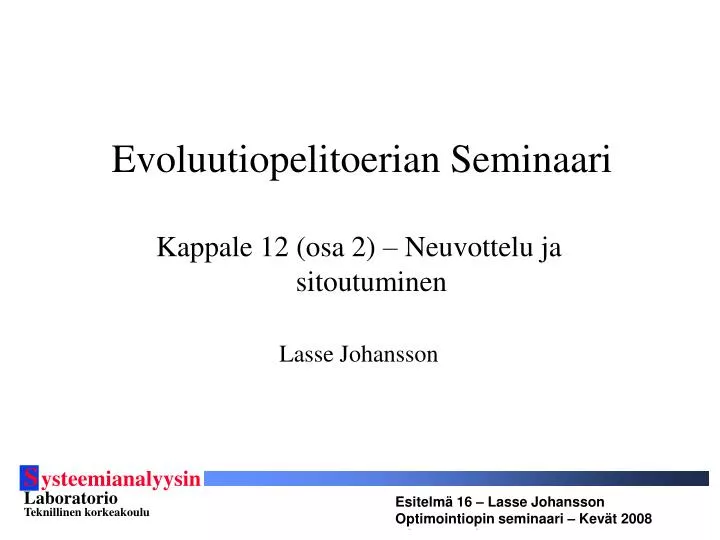 evoluutiopelitoerian seminaari
