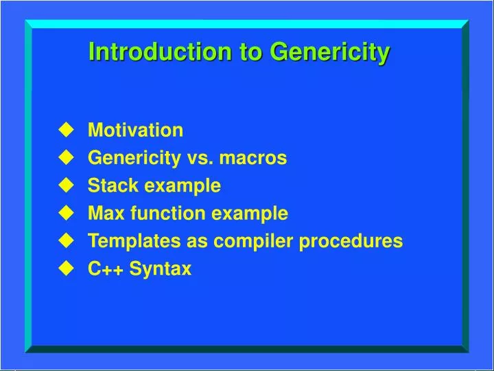 introduction to genericity