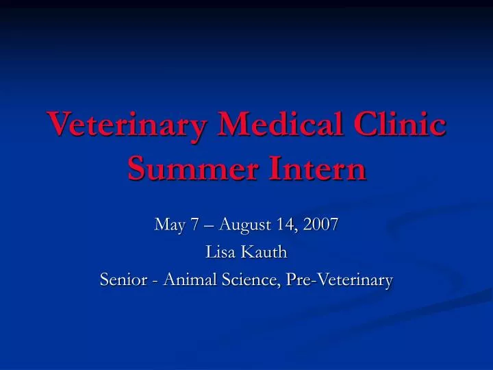 veterinary medical clinic summer intern