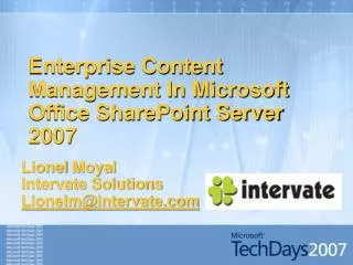 Enterprise Content Management In Microsoft Office SharePoint Server 2007