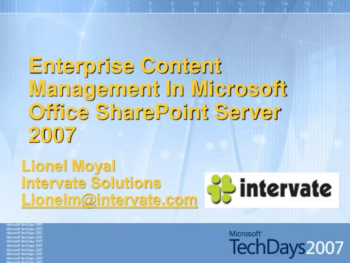 enterprise content management in microsoft office sharepoint server 2007