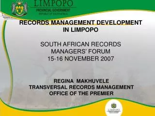 RECORDS MANAGEMENT DEVELOPMENT IN LIMPOPO