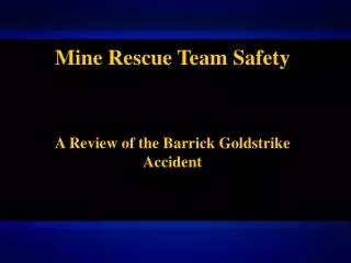 Mine Rescue Team Safety