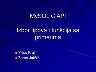 mysql c api izbor tipova i funkcija sa primerima