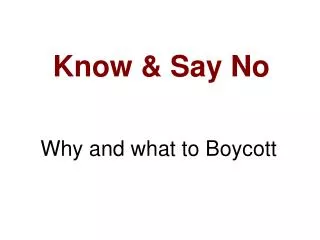 Know &amp; Say No