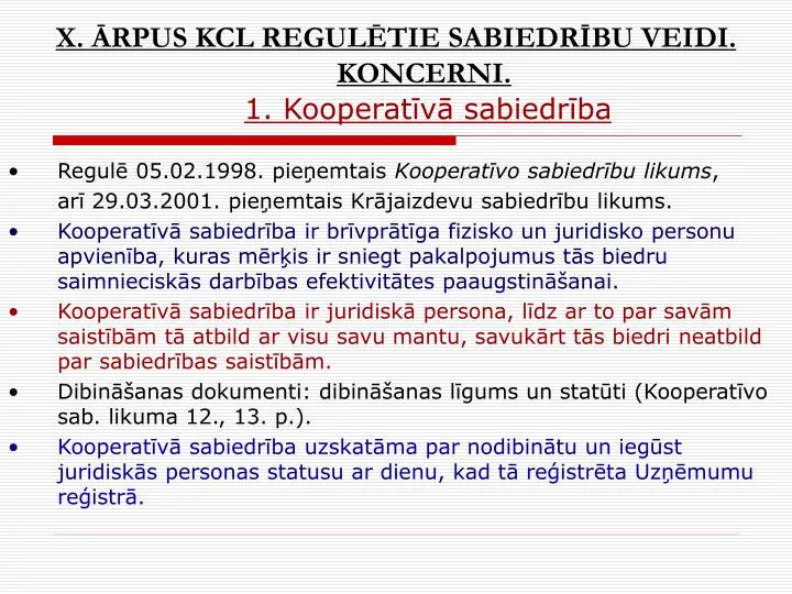 x rpus kcl regul tie sabiedr bu veidi koncerni 1 kooperat v sabiedr ba