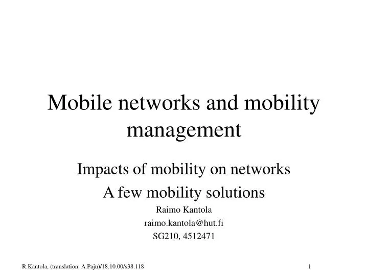 mobile networks and mobility management
