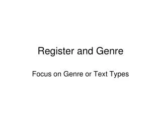 Register and Genre