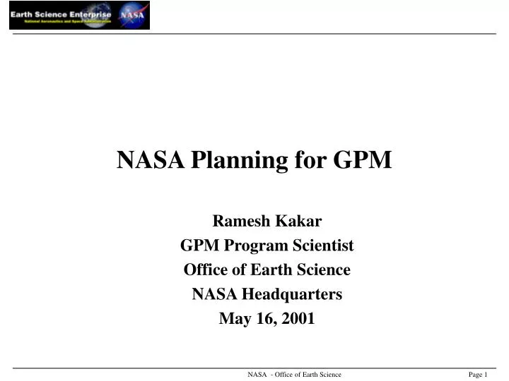 nasa planning for gpm