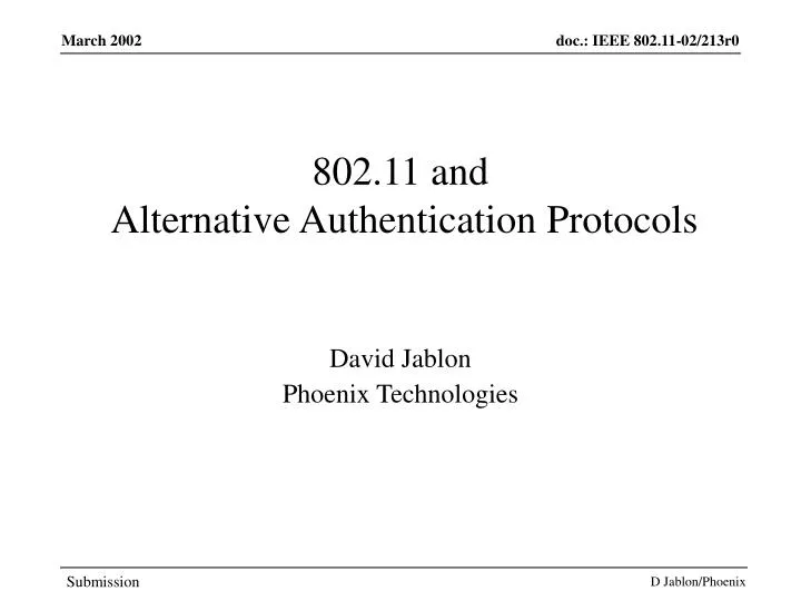 802 11 and alternative authentication protocols