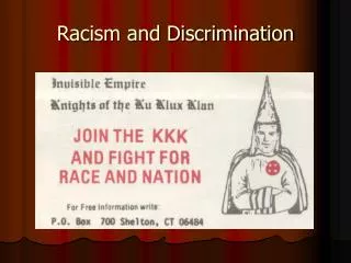 Racism and Discrimination