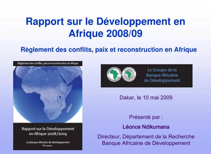 rapport sur le d veloppement en afrique 2008 09