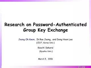 Research on Password-Authenticated Group Key Exchange