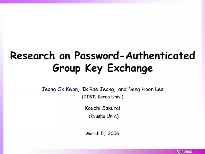 research on password authenticated group key exchange