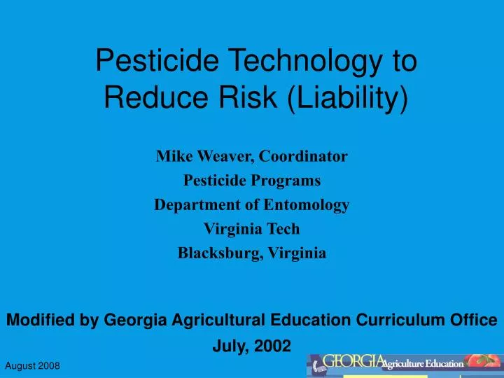 pesticide technology to reduce risk liability