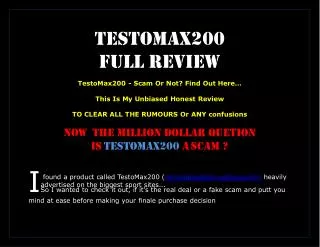 Low testosterone cure - testomax200 unbiased full REVIEW