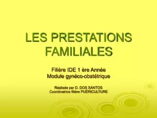 les prestations familiales