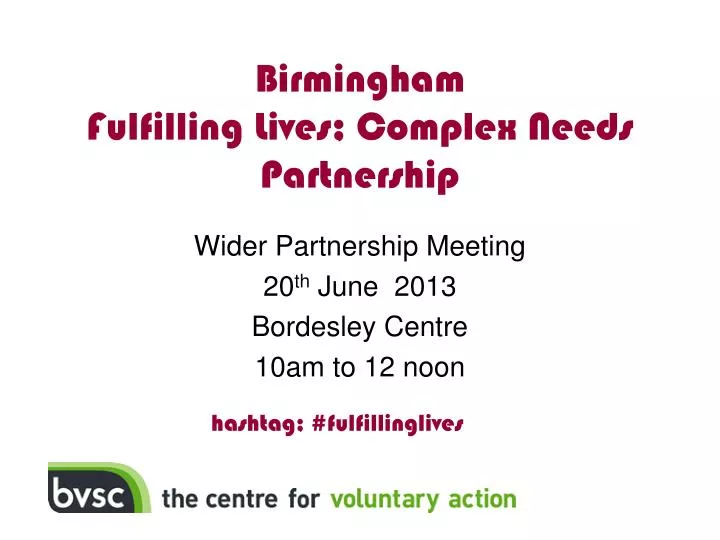 birmingham fulfilling lives complex needs partnership