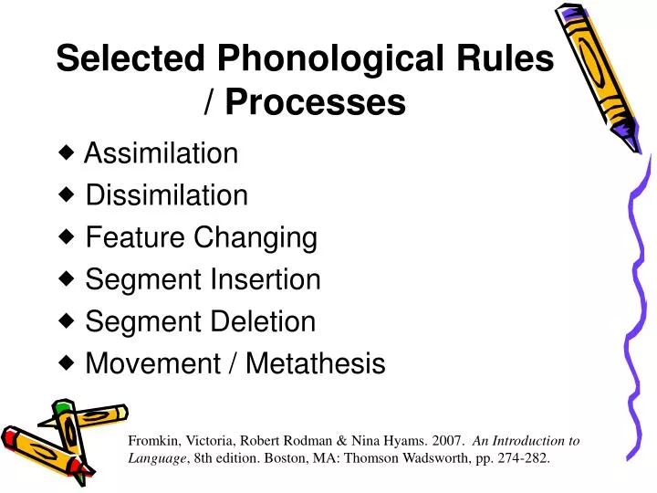 selected phonological rules processes