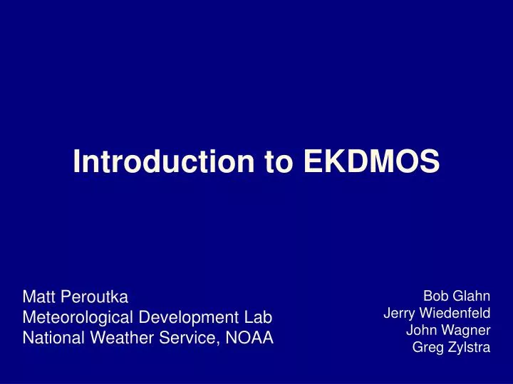 introduction to ekdmos